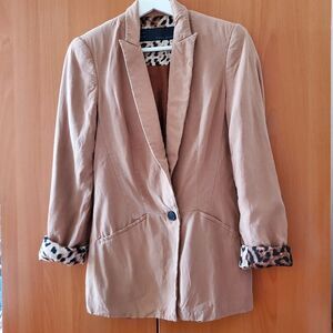 Zara Brown Padded Shoulder Soft Blazer Size S